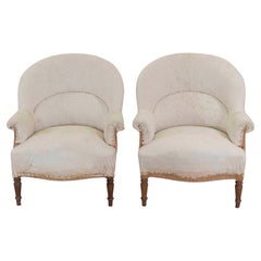 Pair of 20th Century French Chairs, Ready to Upholster