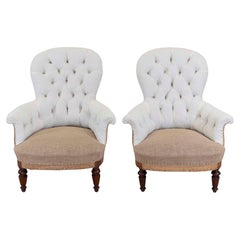Pair of 20th Century French Chairs, Ready to Upholster