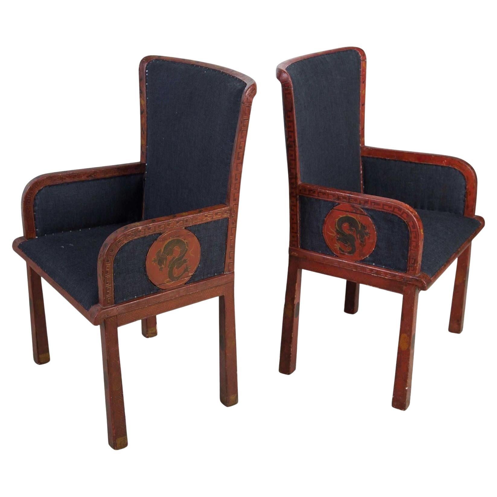 Paire de chaises Chinoiserie françaises du 20ème siècle en vente