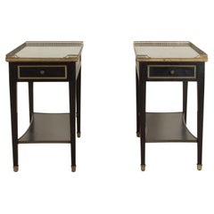 Pair of 20th Century French Ebonised and Marble Side Tables
