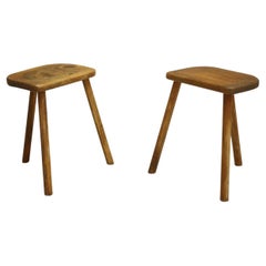 Pair of 20th Century French Elm Country Stools No 2