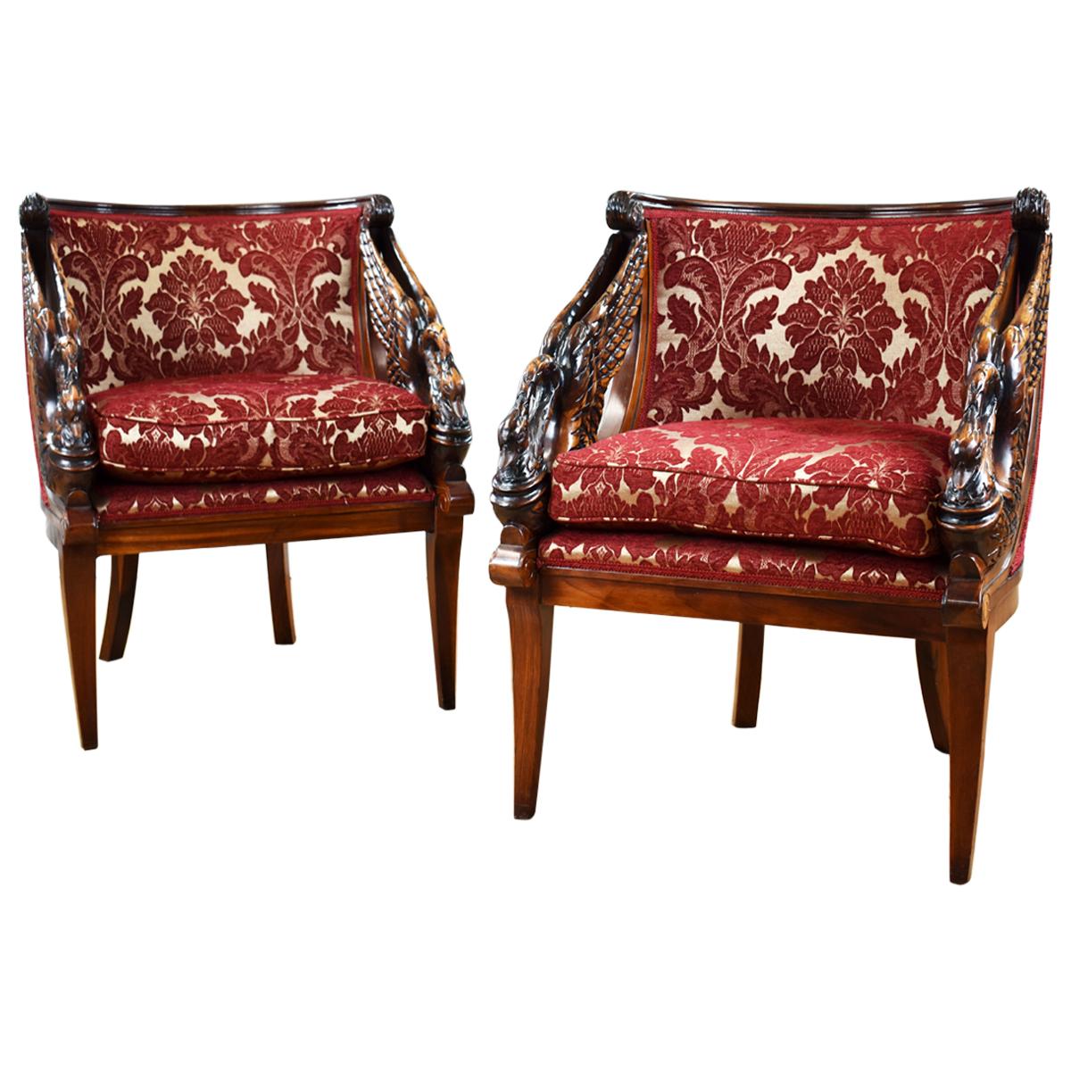 Pair of 20th Century French Empire Style Armchairs