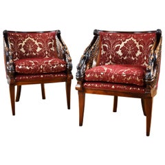 Antique Pair of 20th Century French Empire Style Armchairs