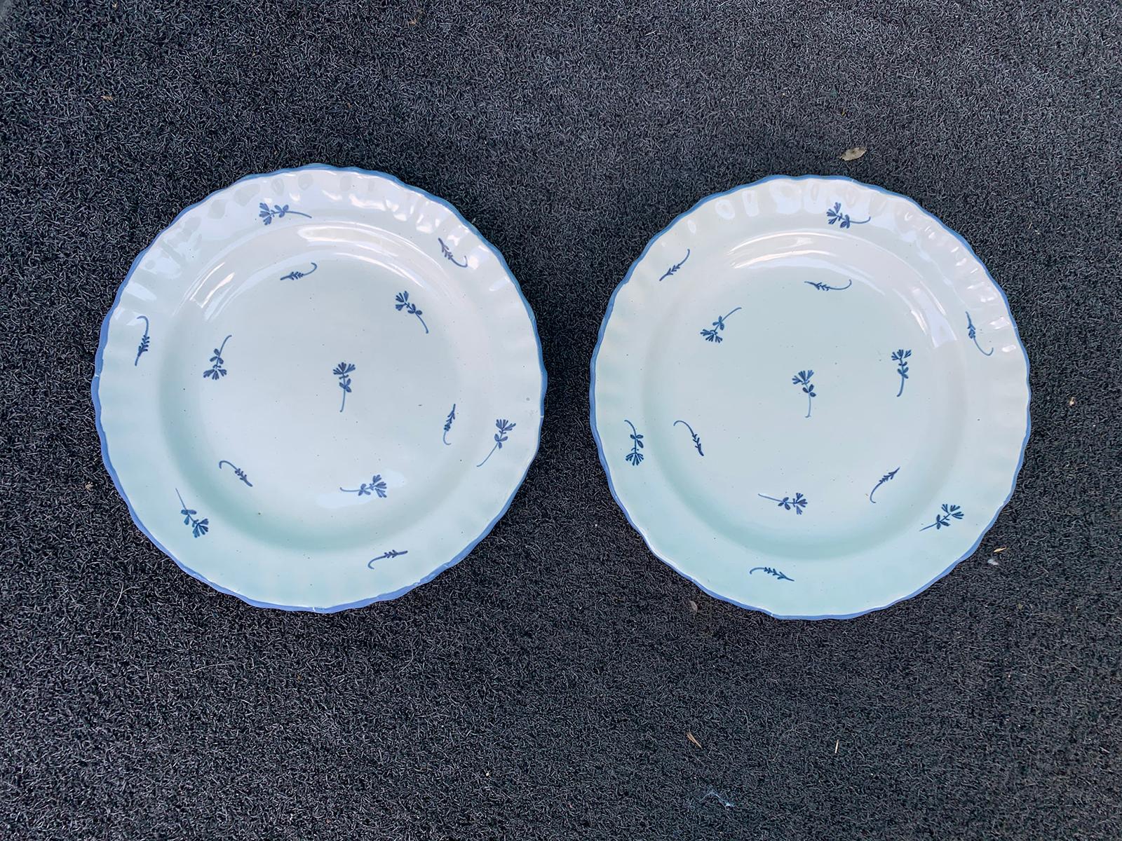 Pair of 20th century French Faience porcelain plates.