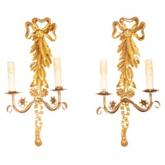 Pair of 20th Century French Gild Wood Sconces