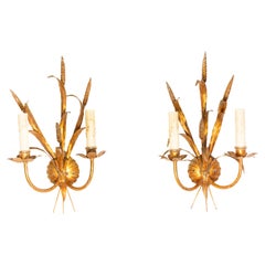 Pair of 20th Century French Gilt Metal Sconces - Inspired By Coco Chanel