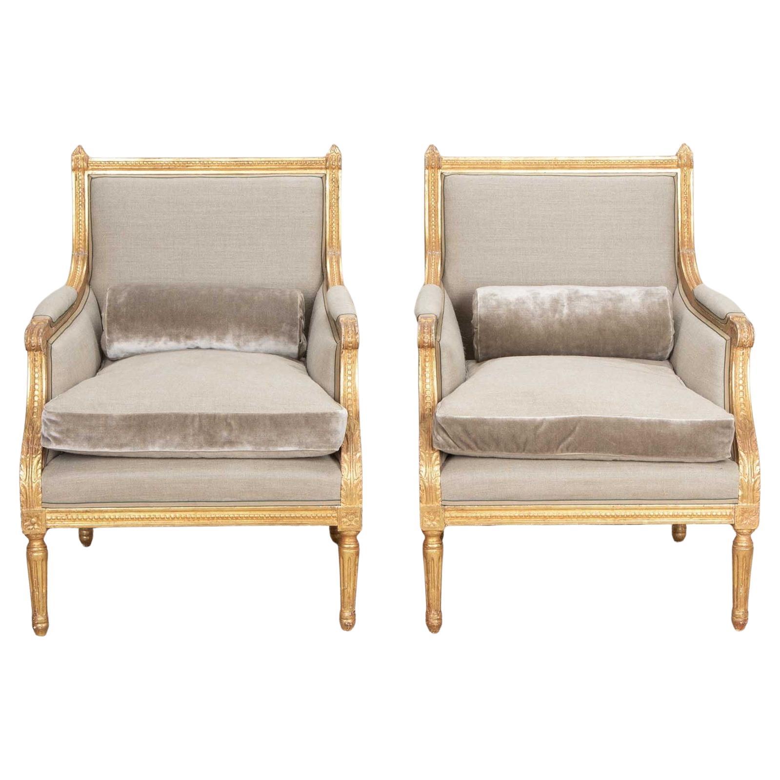 Pair of 20th Century French Giltwood Armchairs by Maison Jansen