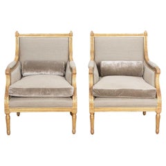 Pair of 20th Century French Giltwood Armchairs by Maison Jansen