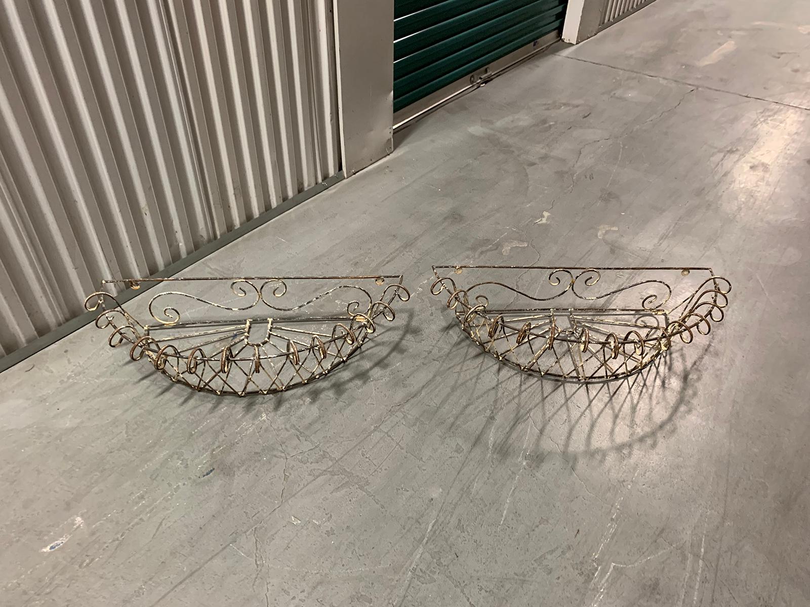Pair of 20th Century French Iron Wire Planters For Sale 12