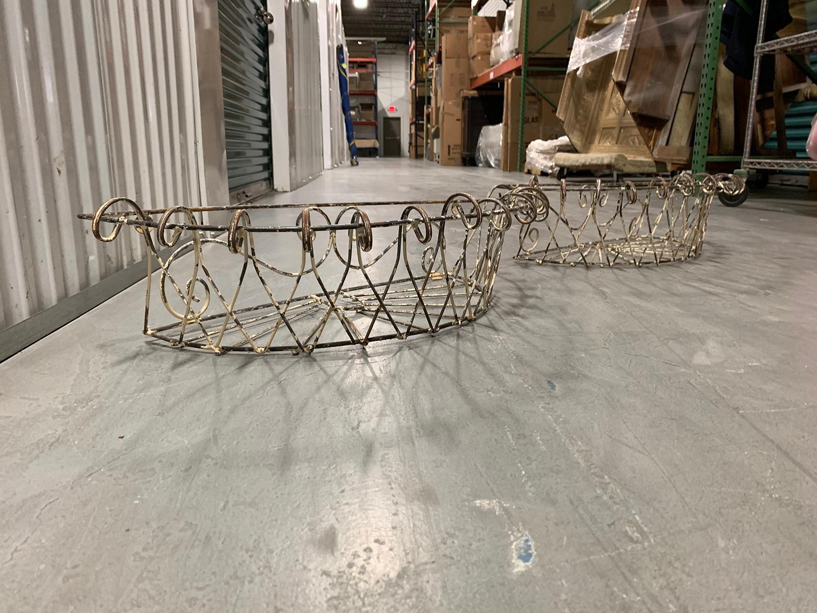 Pair of 20th Century French Iron Wire Planters For Sale 13