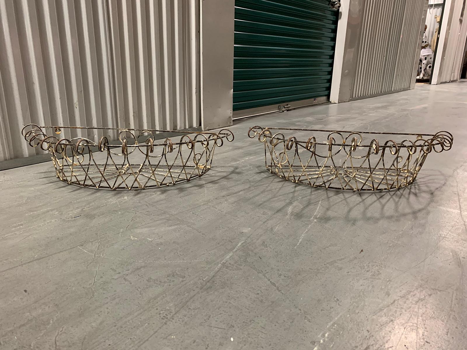 Pair of 20th century French iron wire planters.