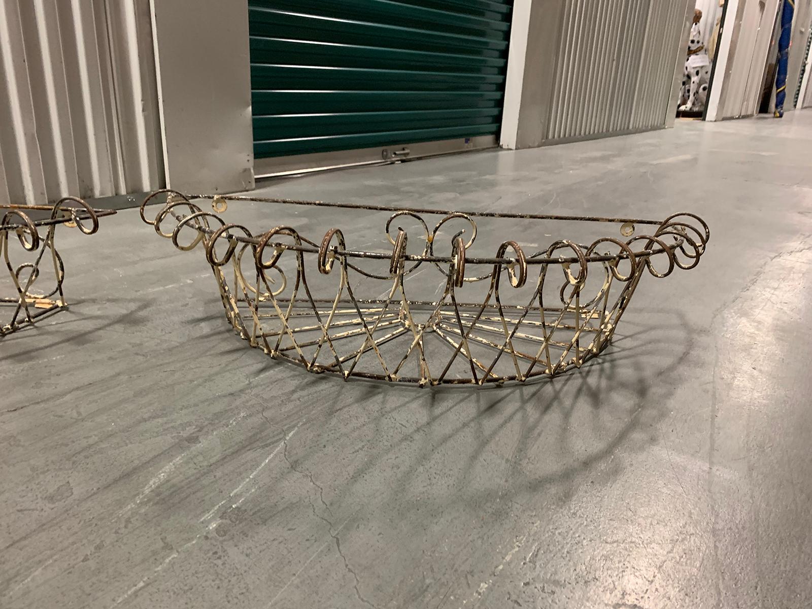 Pair of 20th Century French Iron Wire Planters For Sale 2