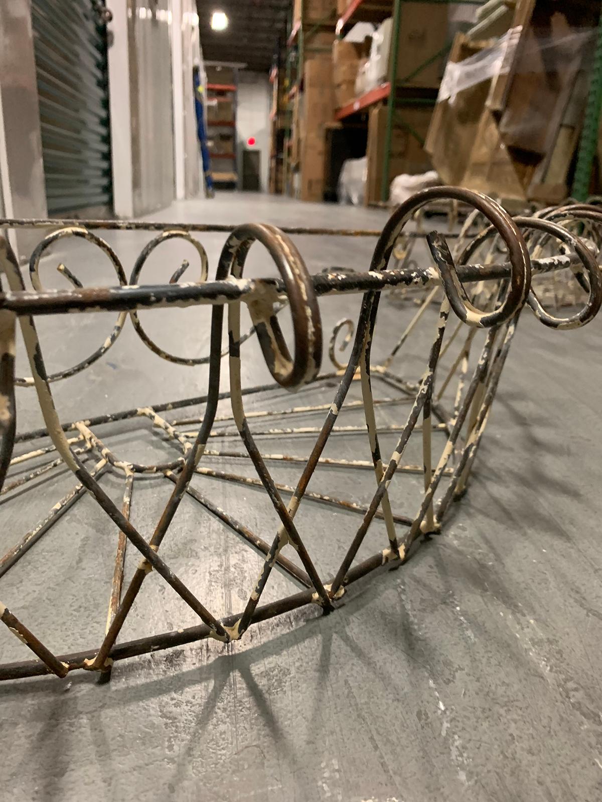 Pair of 20th Century French Iron Wire Planters For Sale 6