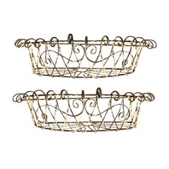 Pair of 20th Century French Iron Wire Planters