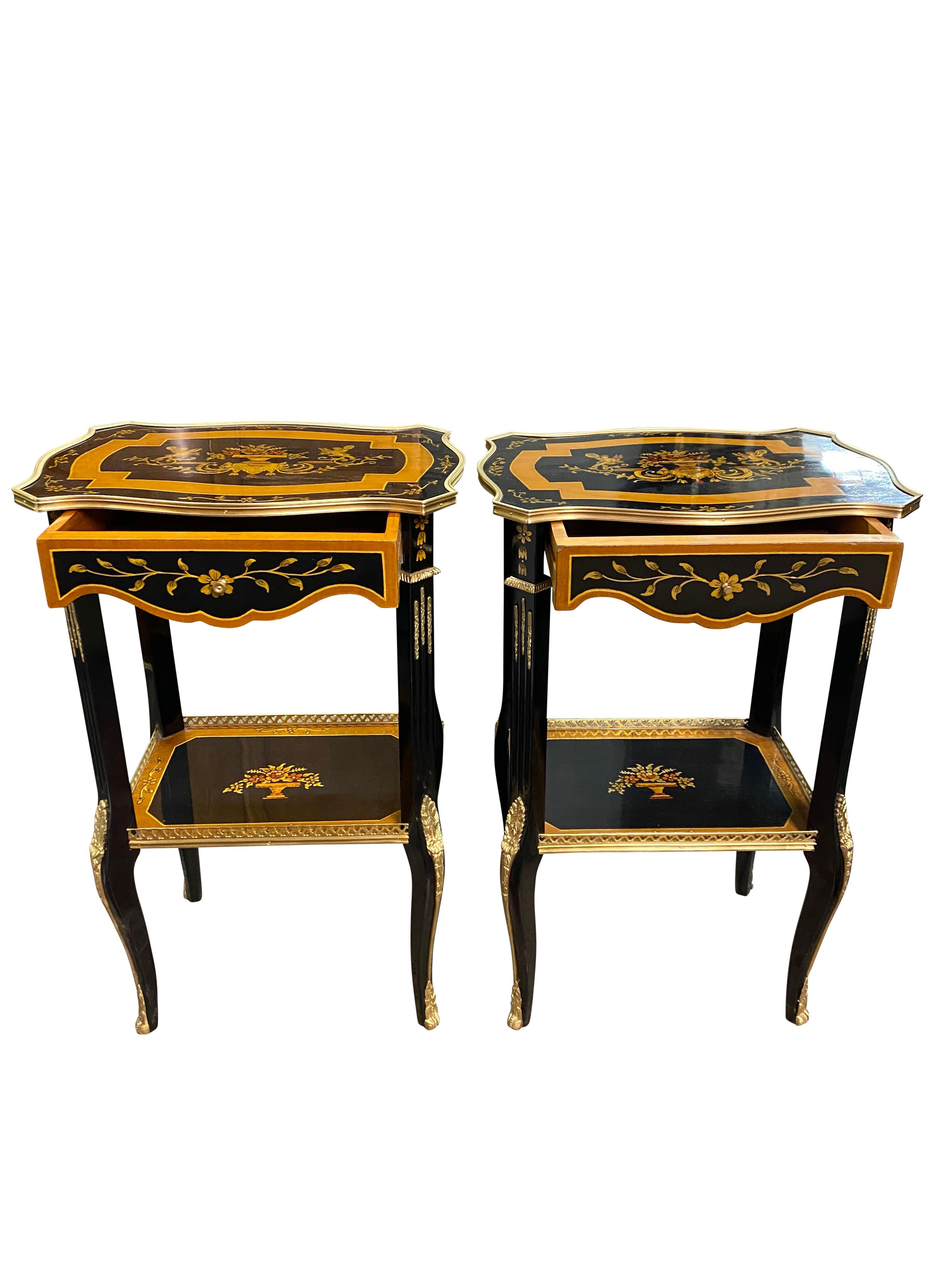 Pair of 20th Century French Lacquer Style Side Tables For Sale 2