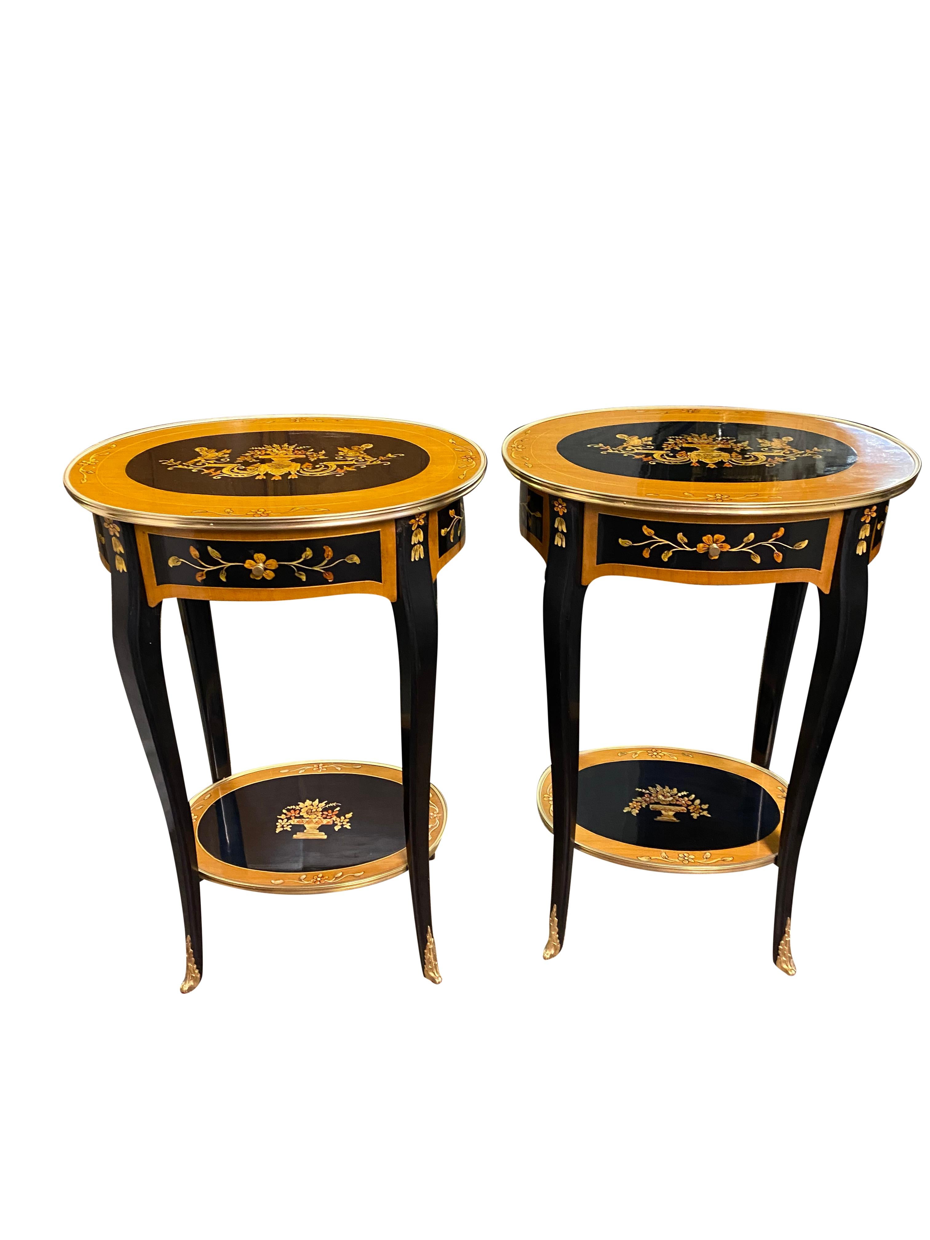Pair of 20th Century French Lacquer Style Side Tables For Sale 9