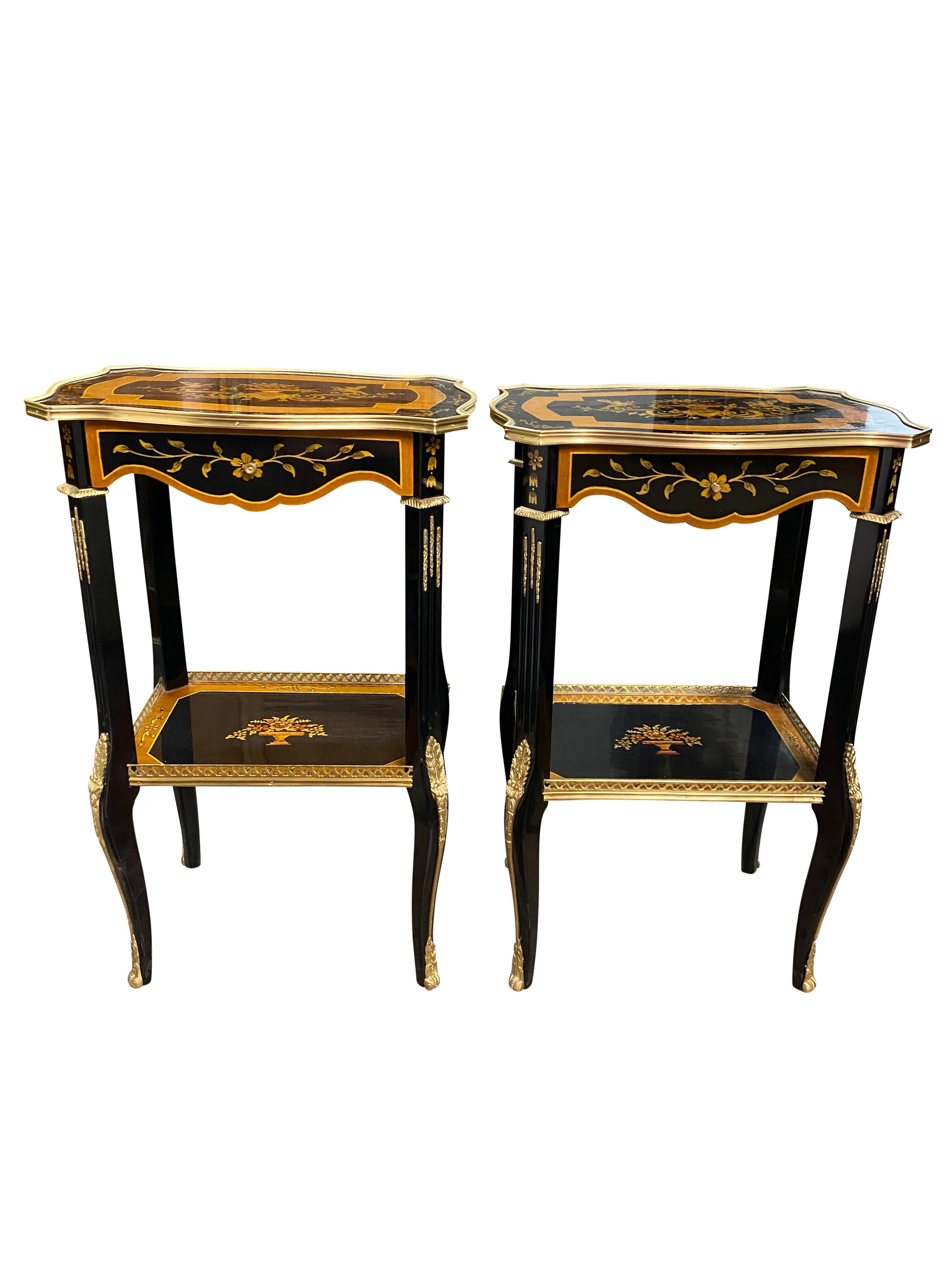 A stunning pair of 20th century French Lacquer style side tables. A gorgeous and elegant design perfect for modern interiors.