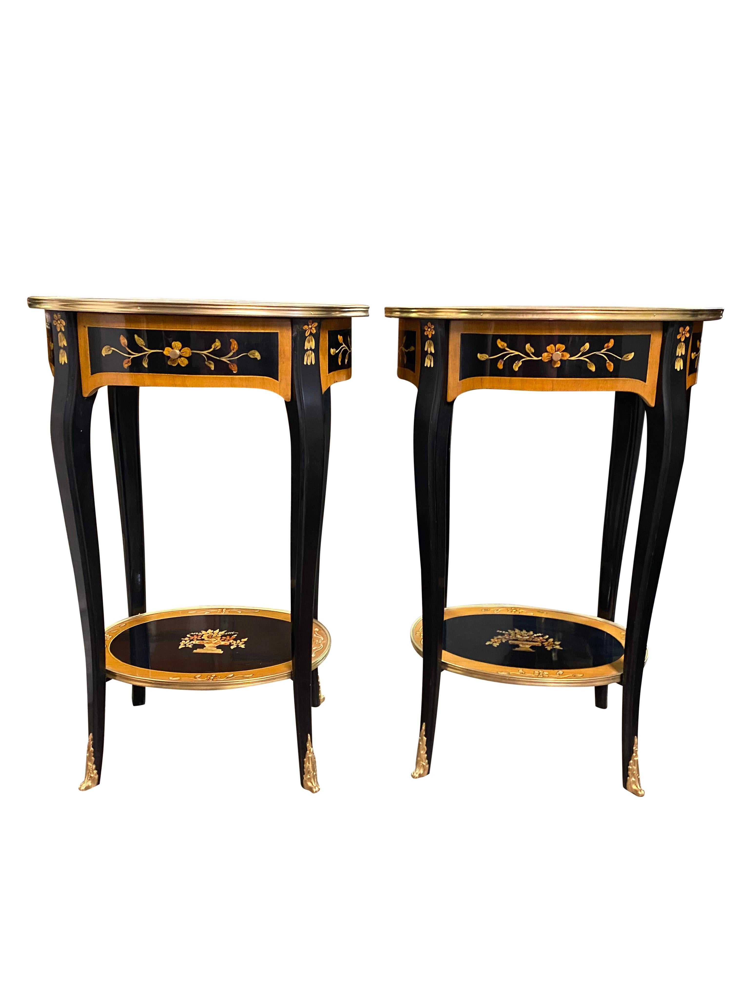 European Pair of 20th Century French Lacquer Style Side Tables For Sale