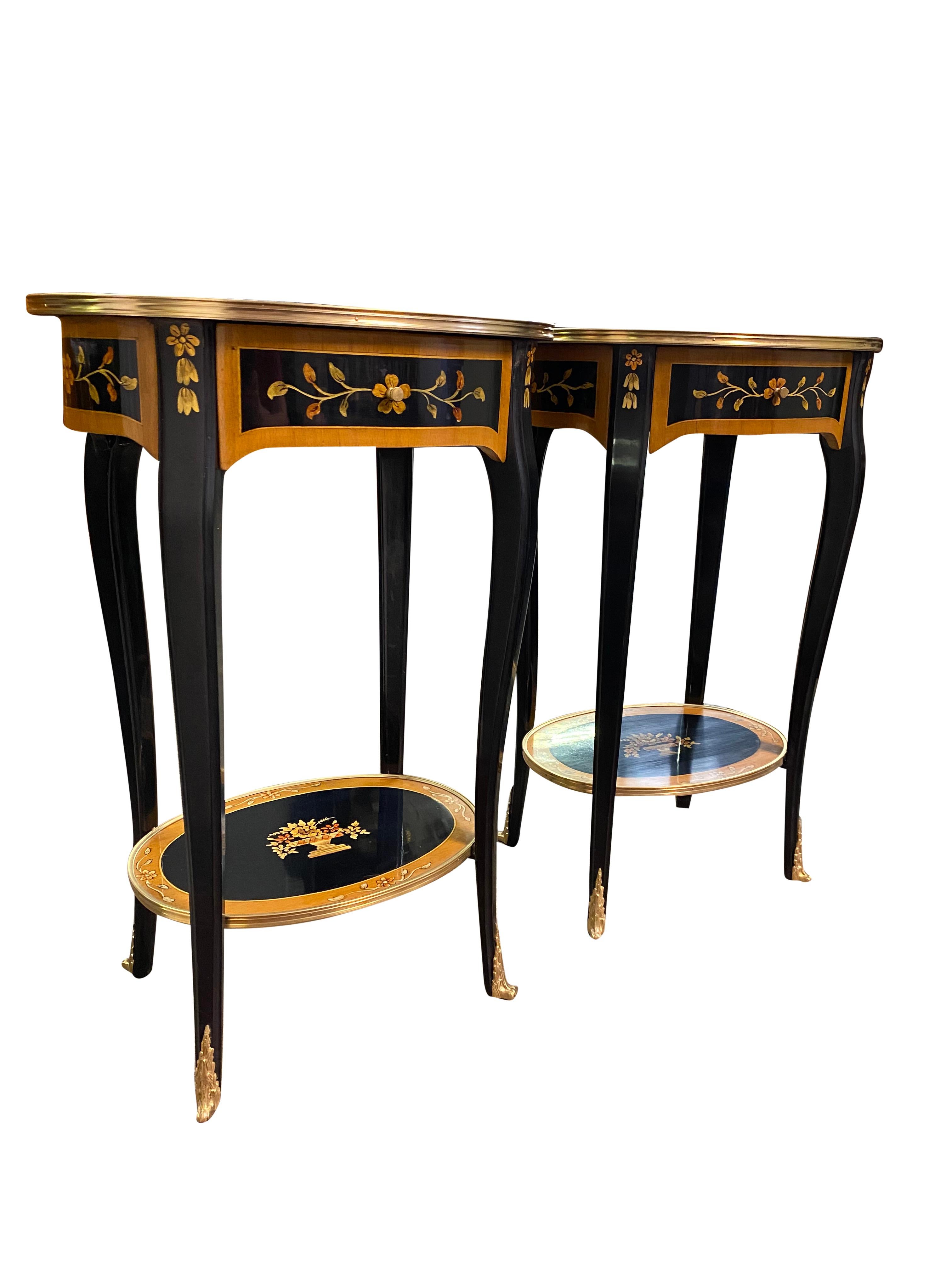 Pair of 20th Century French Lacquer Style Side Tables In Excellent Condition For Sale In Southall, GB