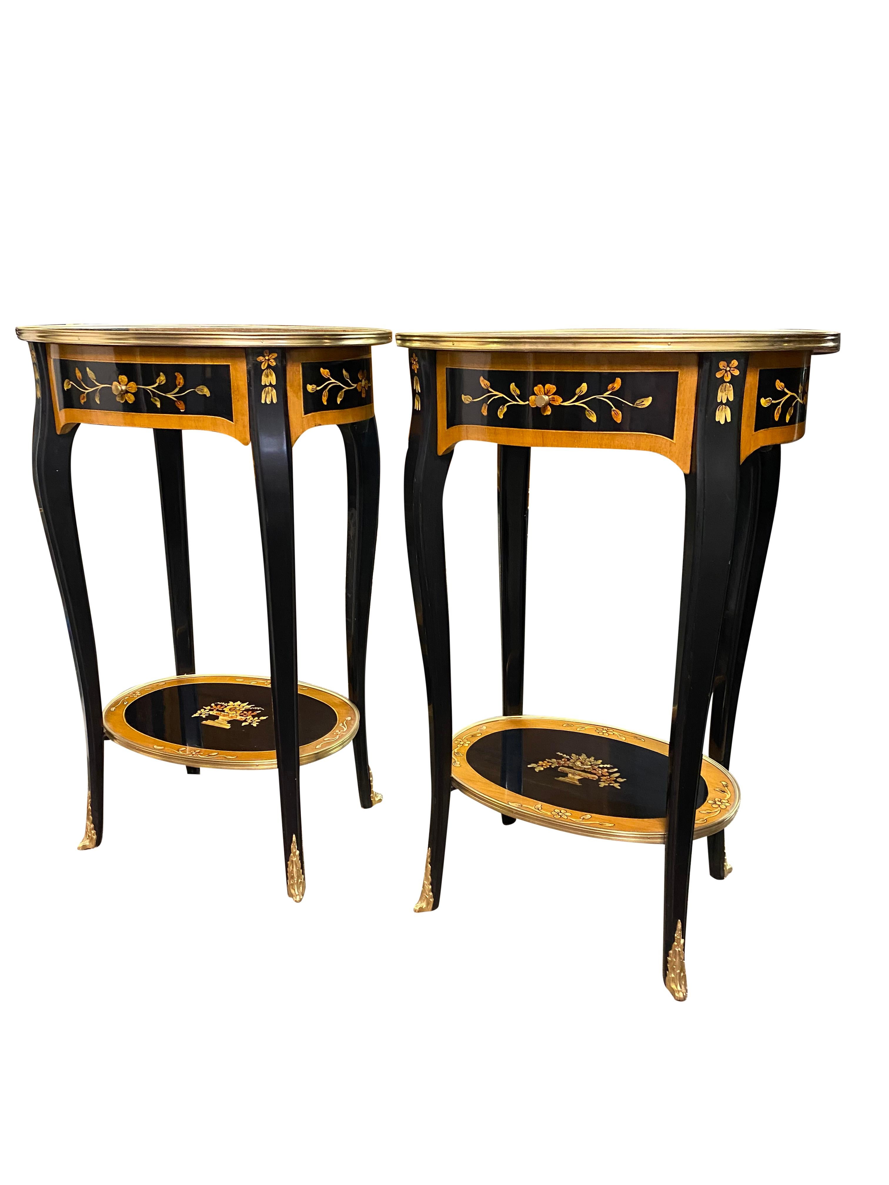 Wood Pair of 20th Century French Lacquer Style Side Tables For Sale