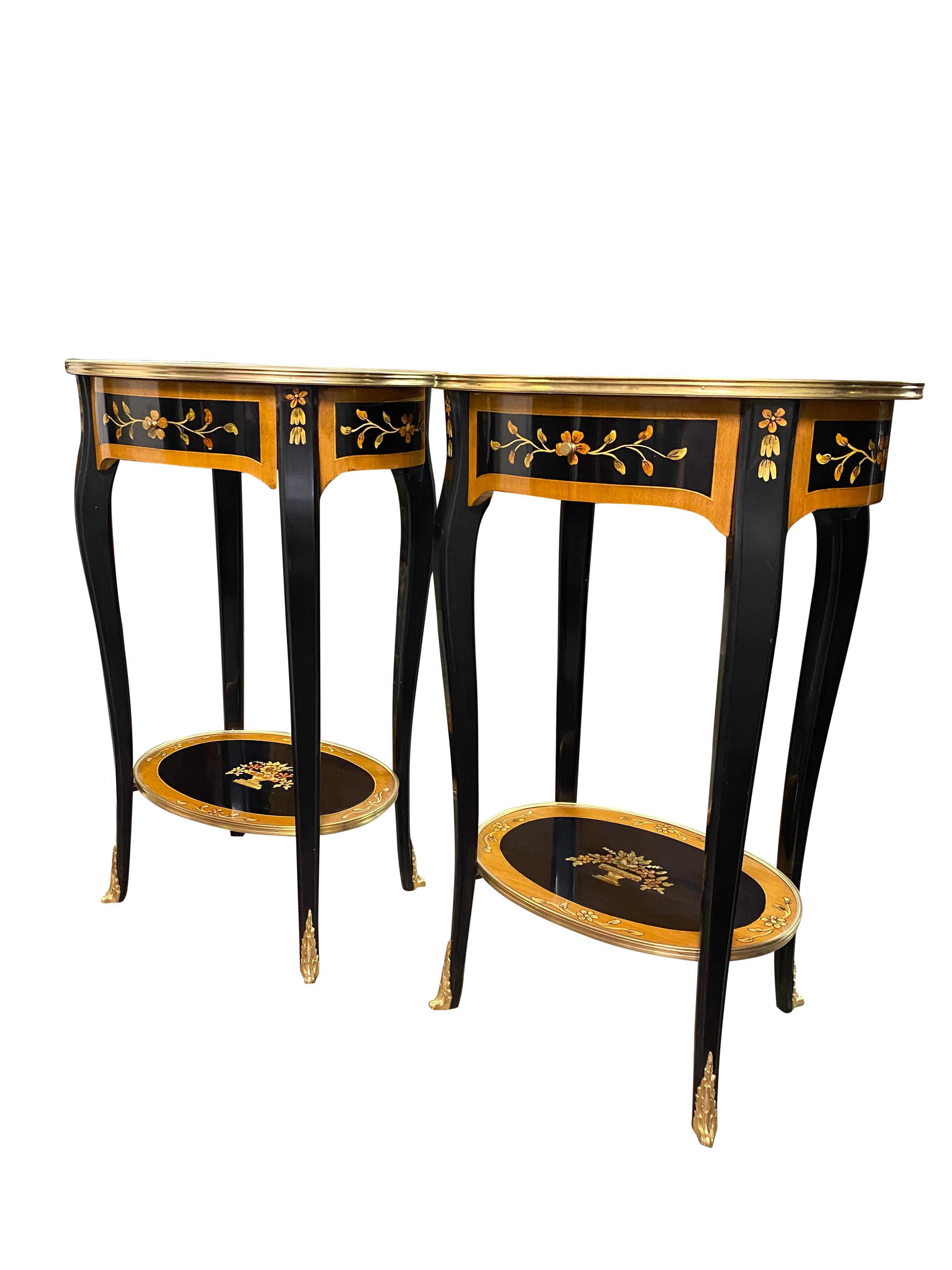 Pair of 20th Century French Lacquer Style Side Tables For Sale 1