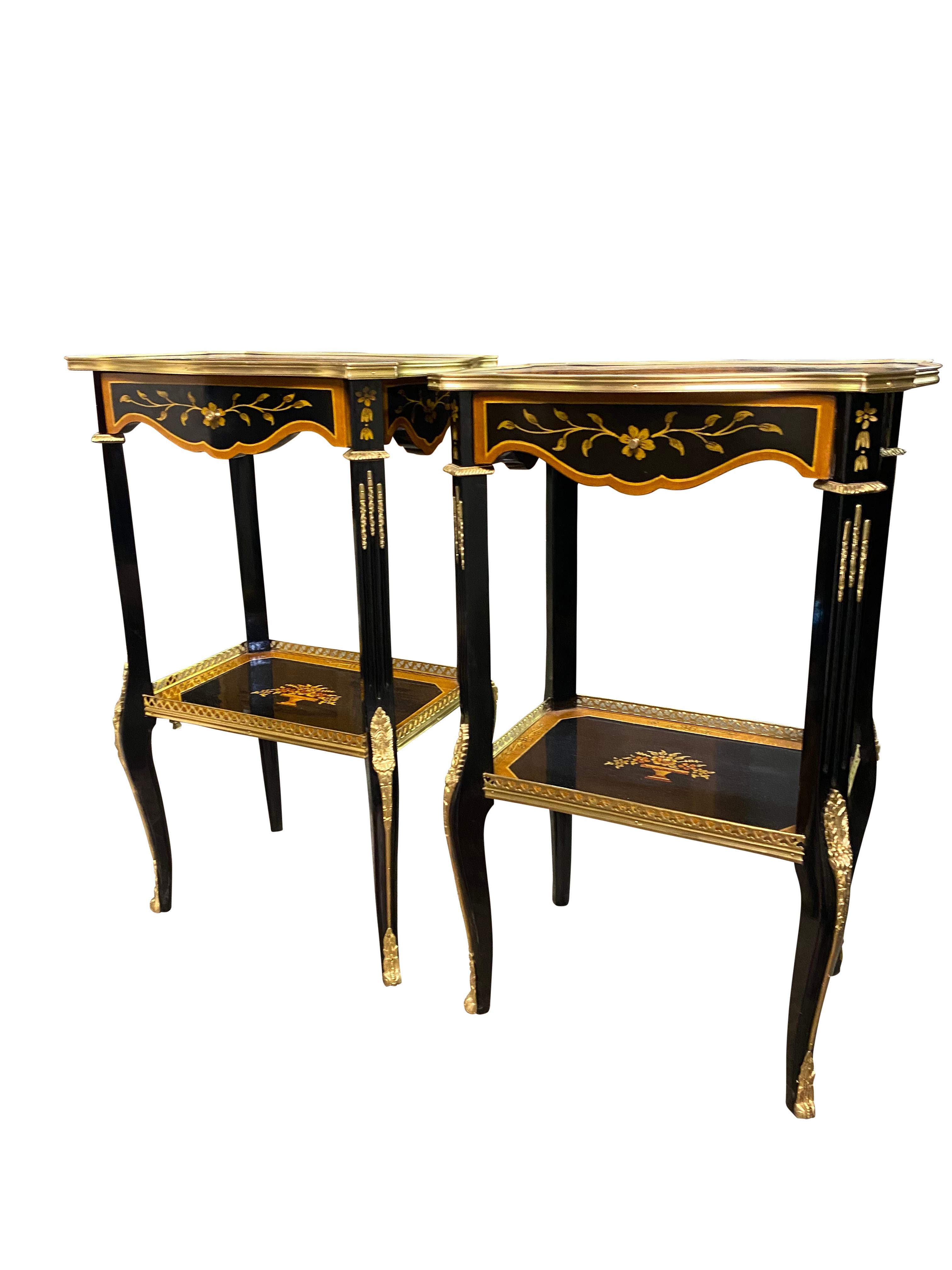 Pair of 20th Century French Lacquer Style Side Tables In Excellent Condition For Sale In Southall, GB