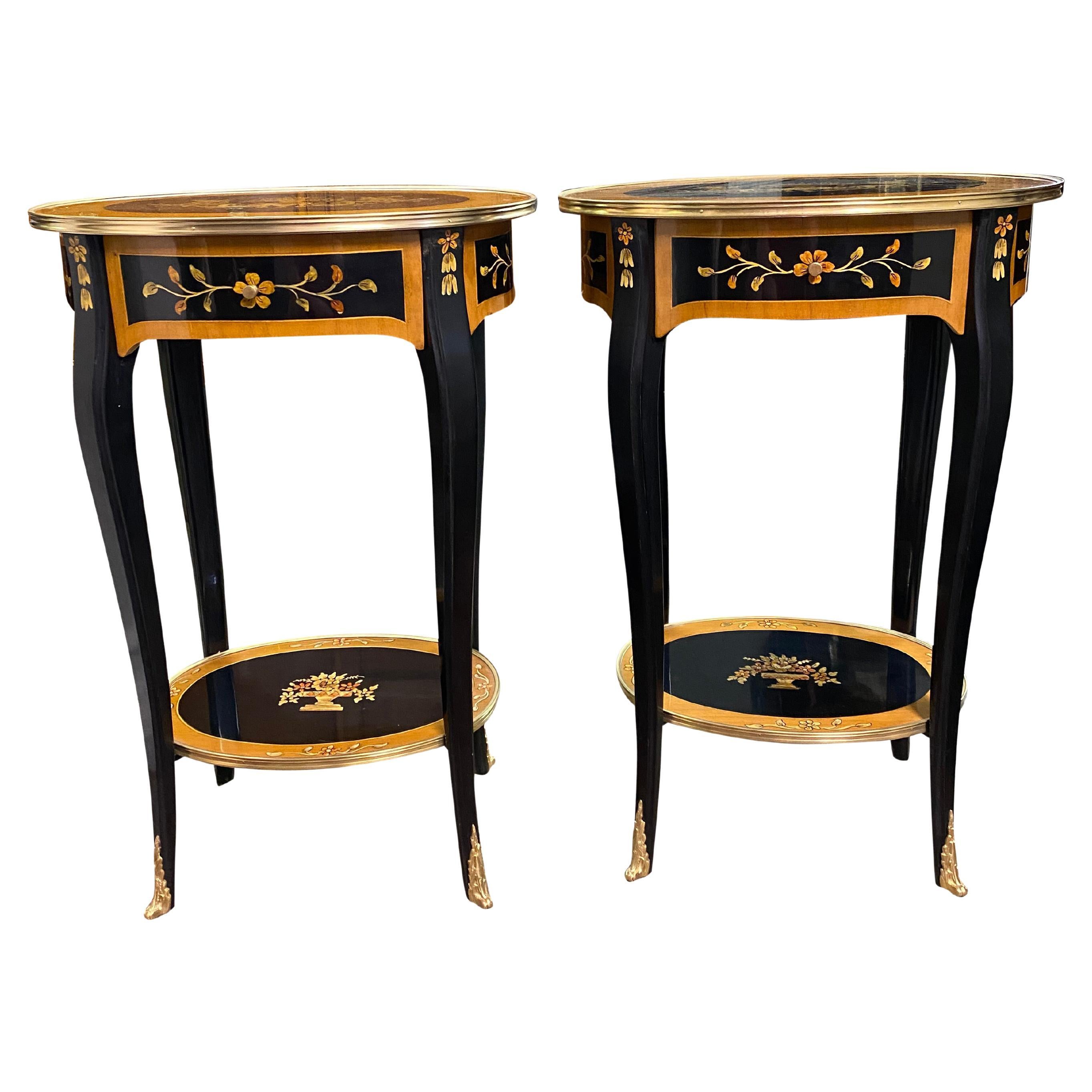 Pair of 20th Century French Lacquer Style Side Tables For Sale