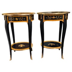 Vintage Pair of 20th Century French Lacquer Style Side Tables