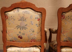 Pair of 20th Century French Louis XV Carved Fauteuils with Scalamandré Fabric