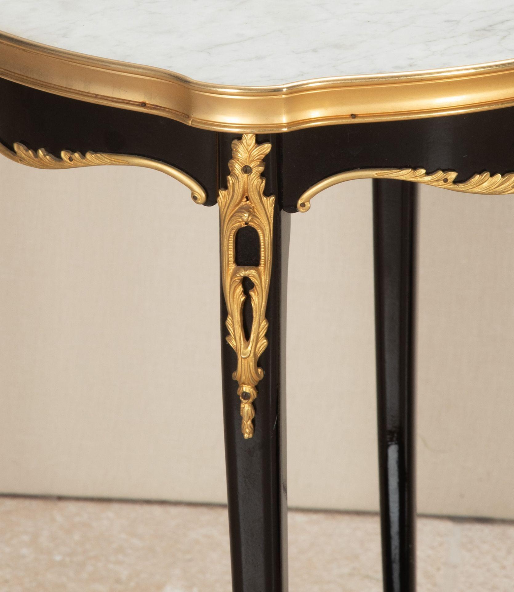 Bronze Pair of 20th Century French Louis XV Style Gilt Ebonised Side Tables For Sale