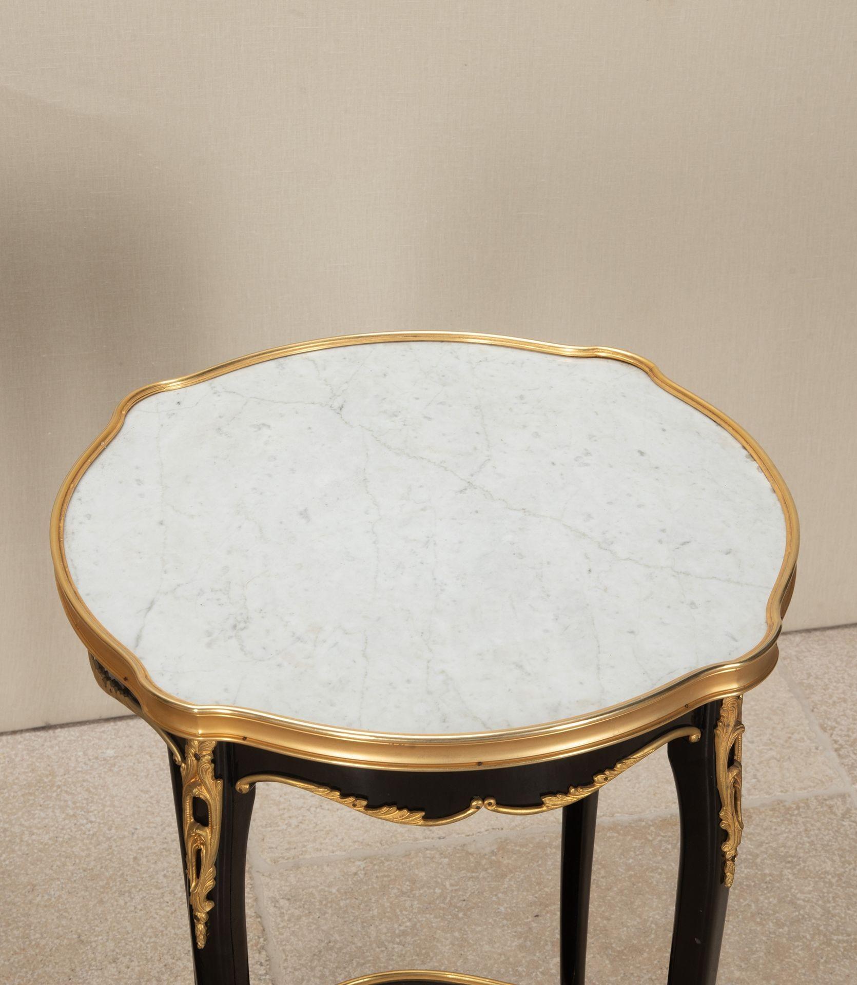 Pair of 20th Century French Louis XV Style Gilt Ebonised Side Tables For Sale 1