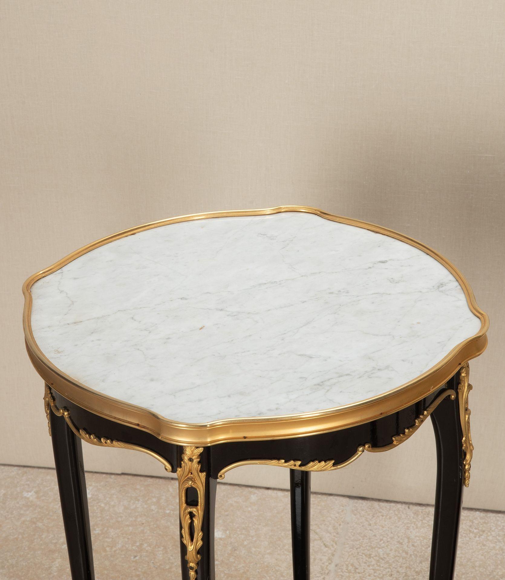 Pair of 20th Century French Louis XV Style Gilt Ebonised Side Tables For Sale 2