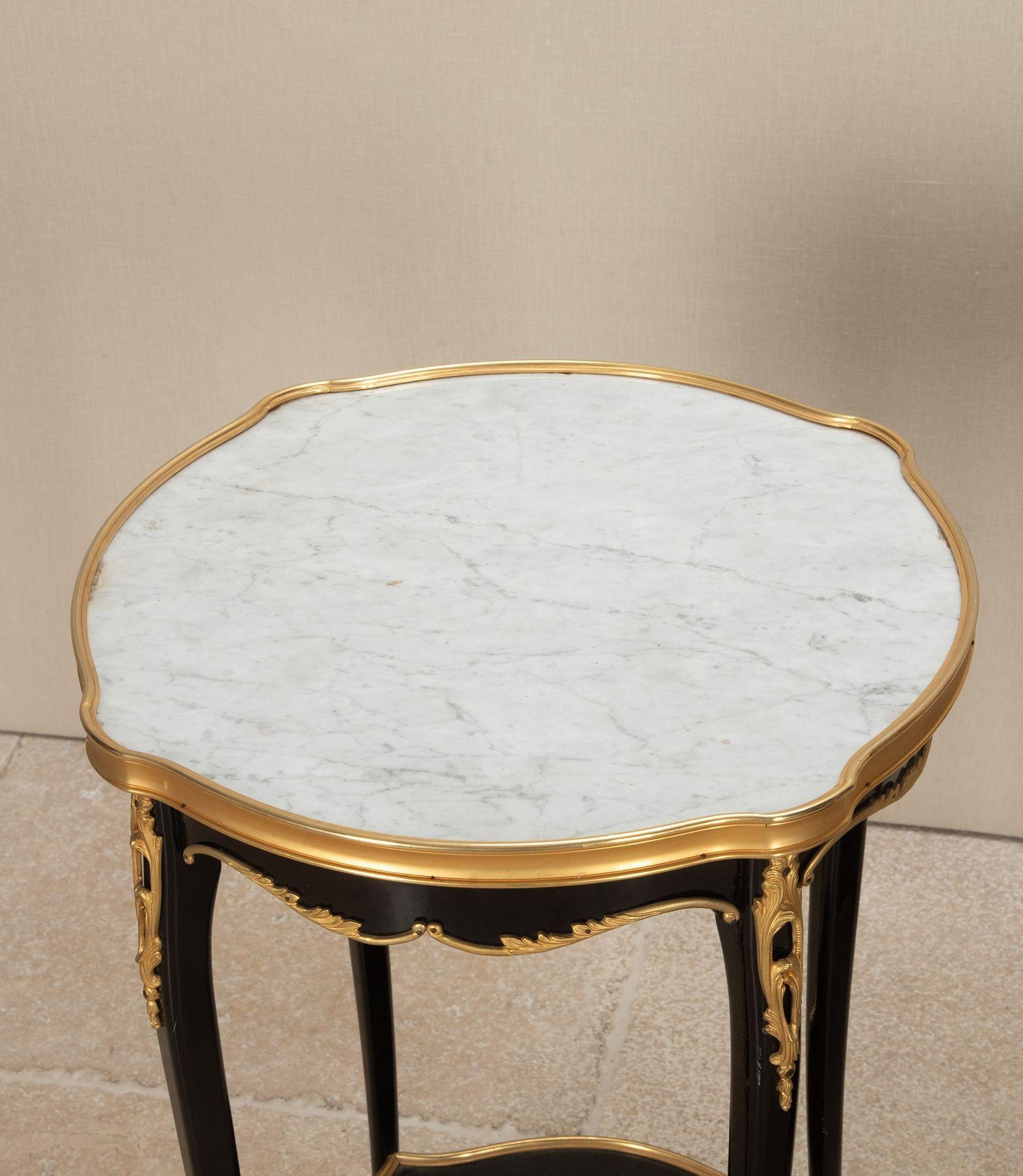 Pair of 20th Century French Louis XV Style Gilt Ebonised Side Tables For Sale 3