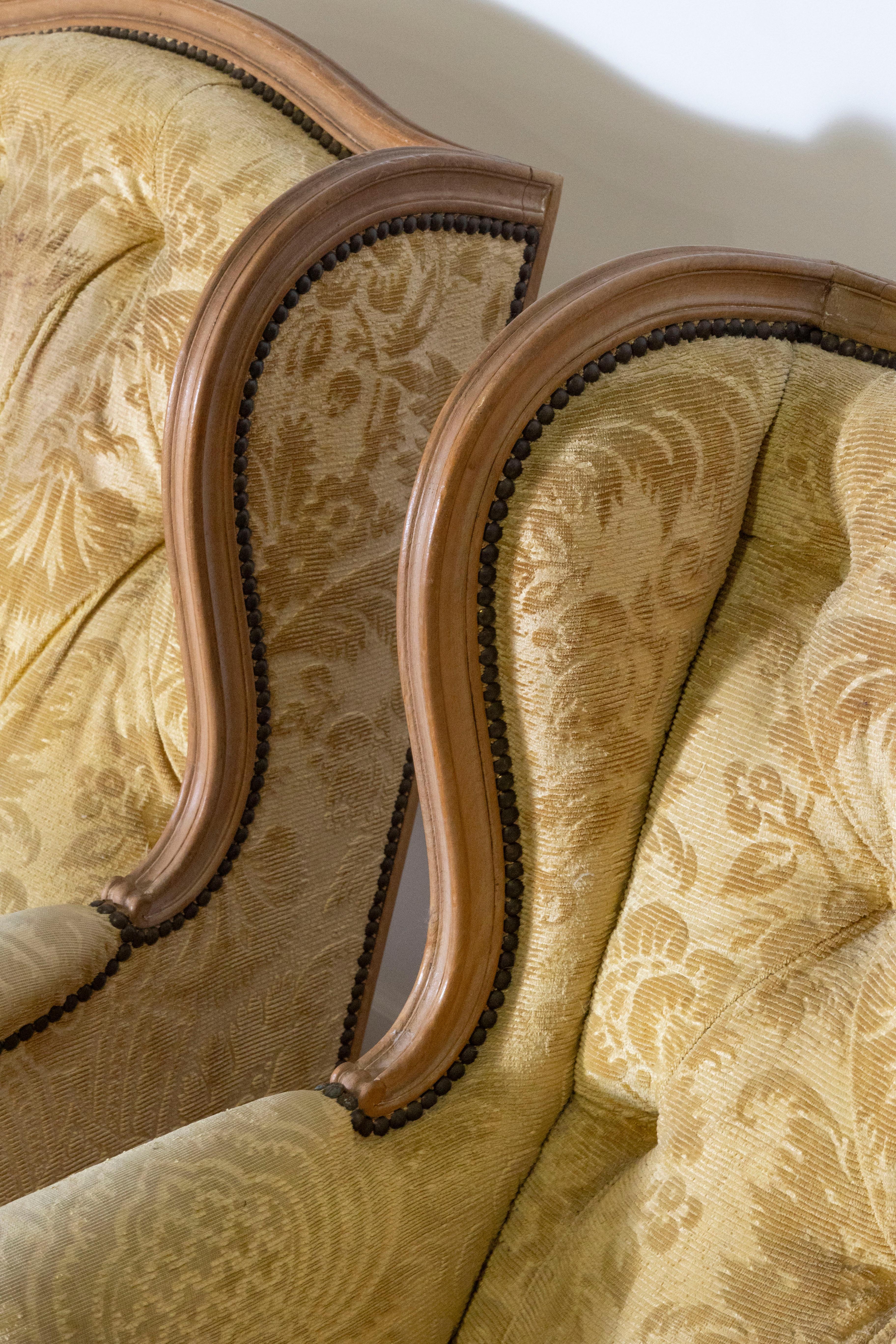 Français Paire de bergères françaises du 20e siècle de style Louis XV en vente