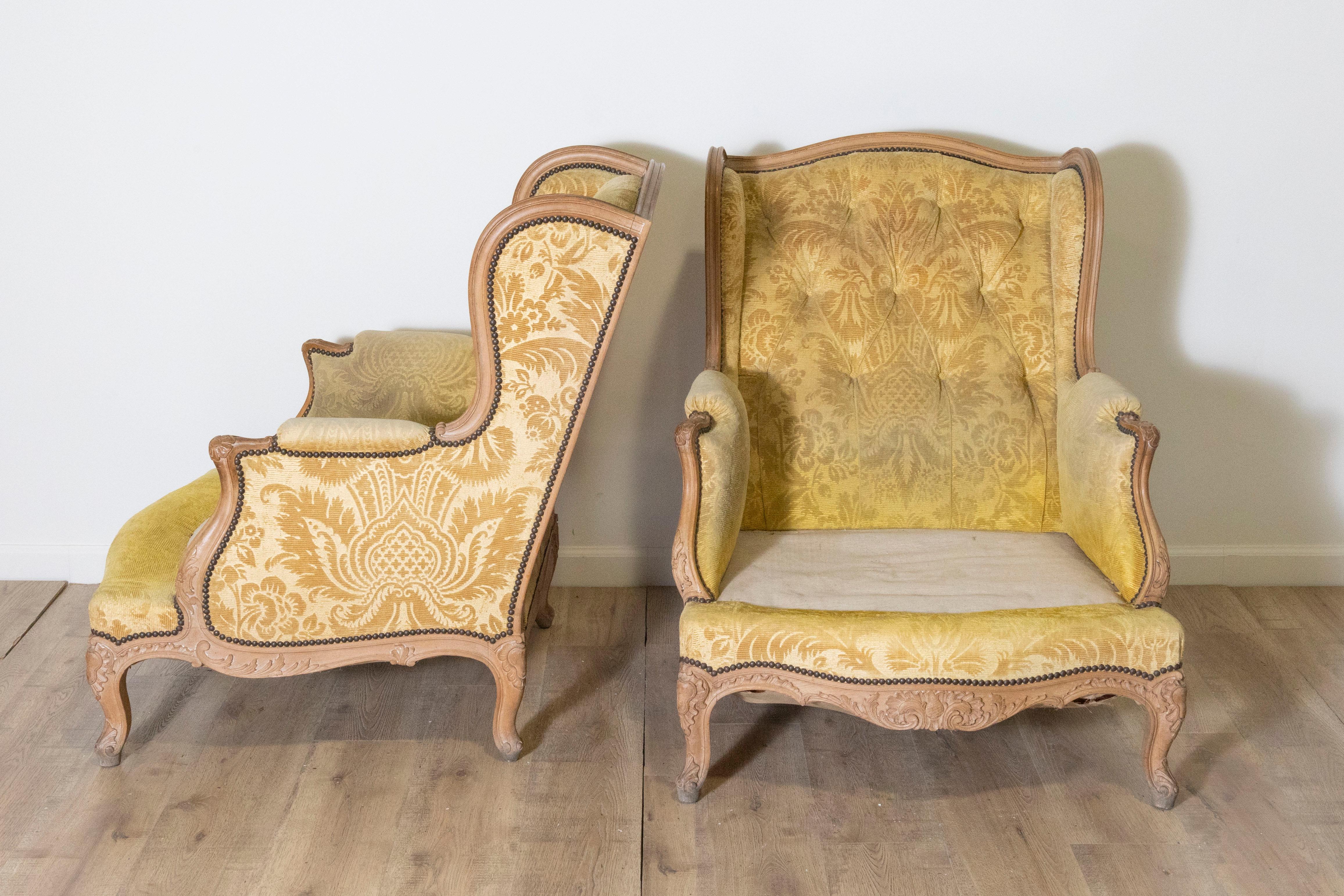 20ième siècle Paire de bergères françaises du 20e siècle de style Louis XV en vente