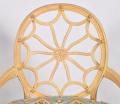 Pair of 20th Century French Louis XVI Style Open Oval Spiderweb Back Armchairs