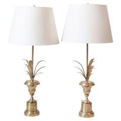 Pair of 20th-Century French Maison Charles-Inspired Gilt Bronze Palm Leaf Table