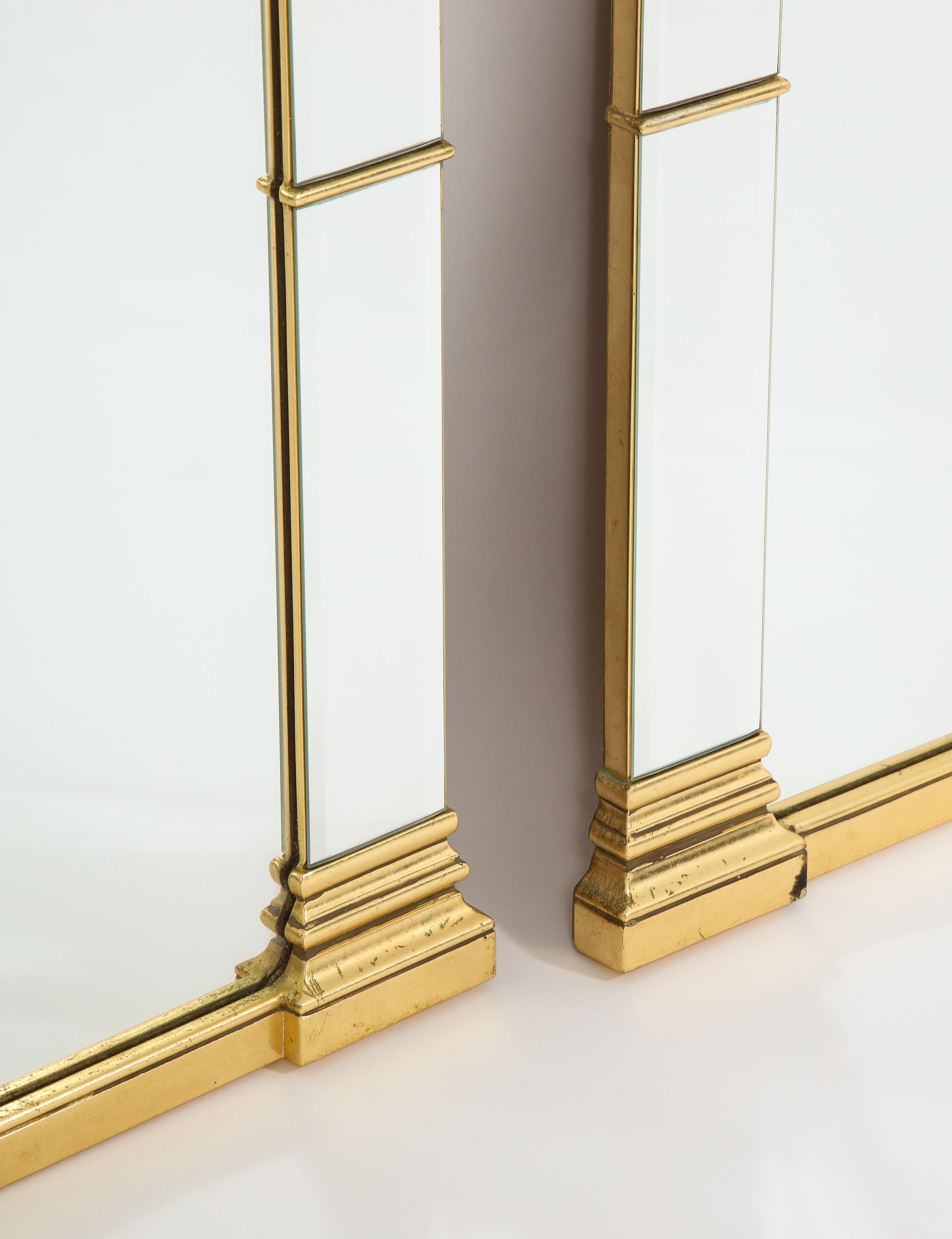 Paire de miroirs néoclassiques français du XXe siècle avec accents dorés en vente 4