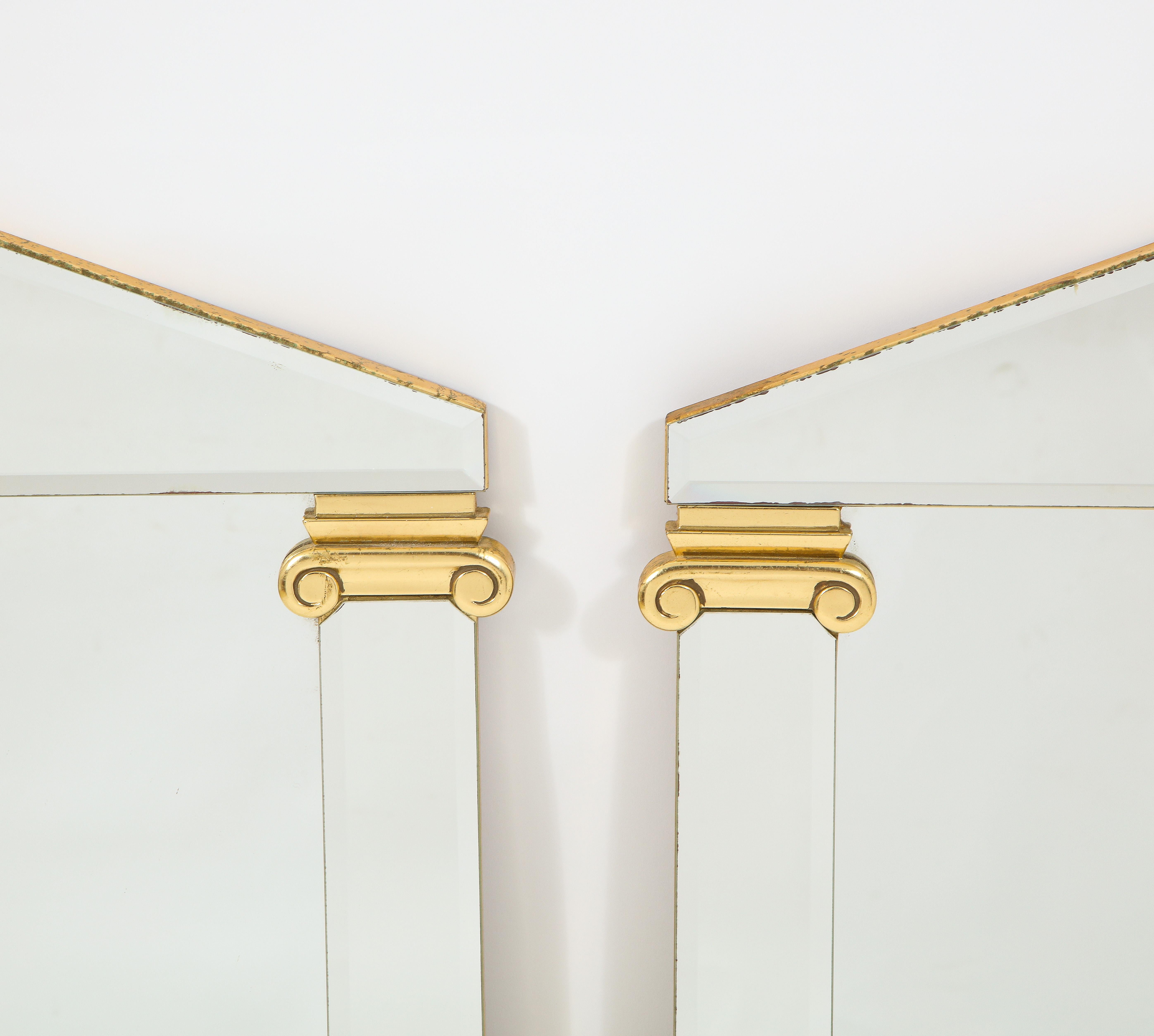 Paire de miroirs néoclassiques français du XXe siècle avec accents dorés en vente 5