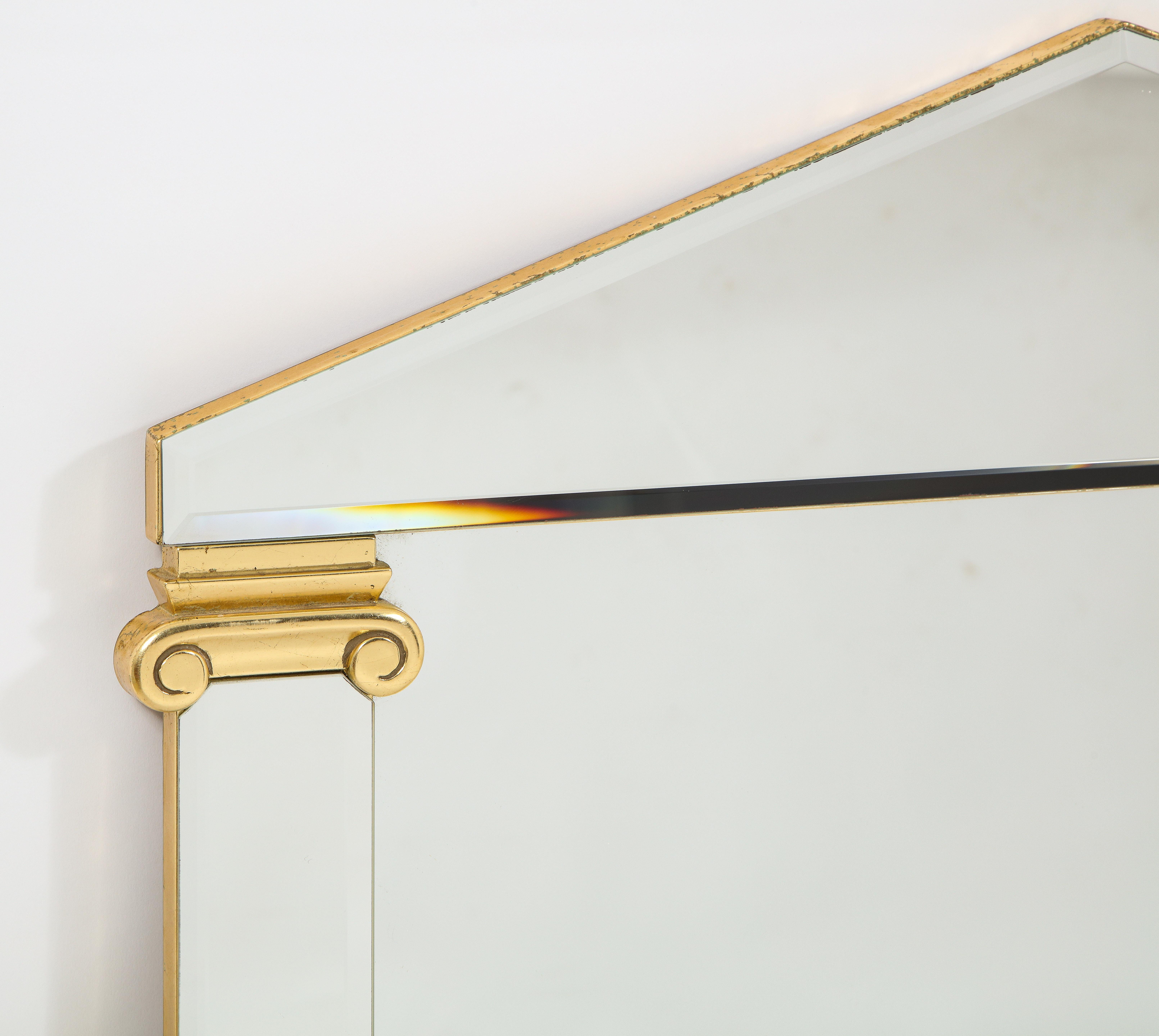 Paire de miroirs néoclassiques français du XXe siècle avec accents dorés en vente 1