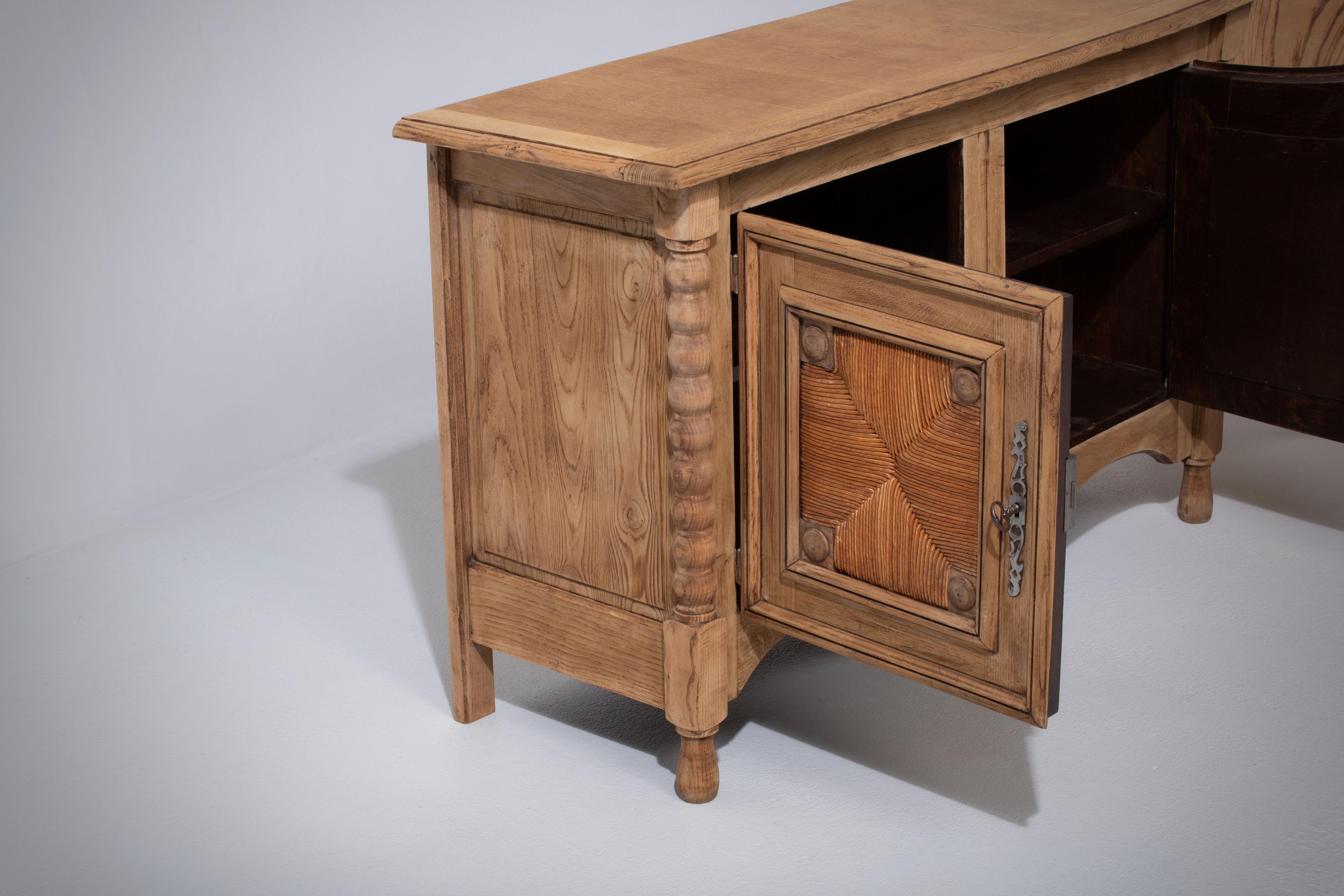Mid-20th Century Pair of 20th Century French Provencal Bleached Oak Buffets Cabinets For Sale