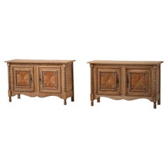 Pair of 20th Century French Provencal Bleached Oak Buffets Cabinets