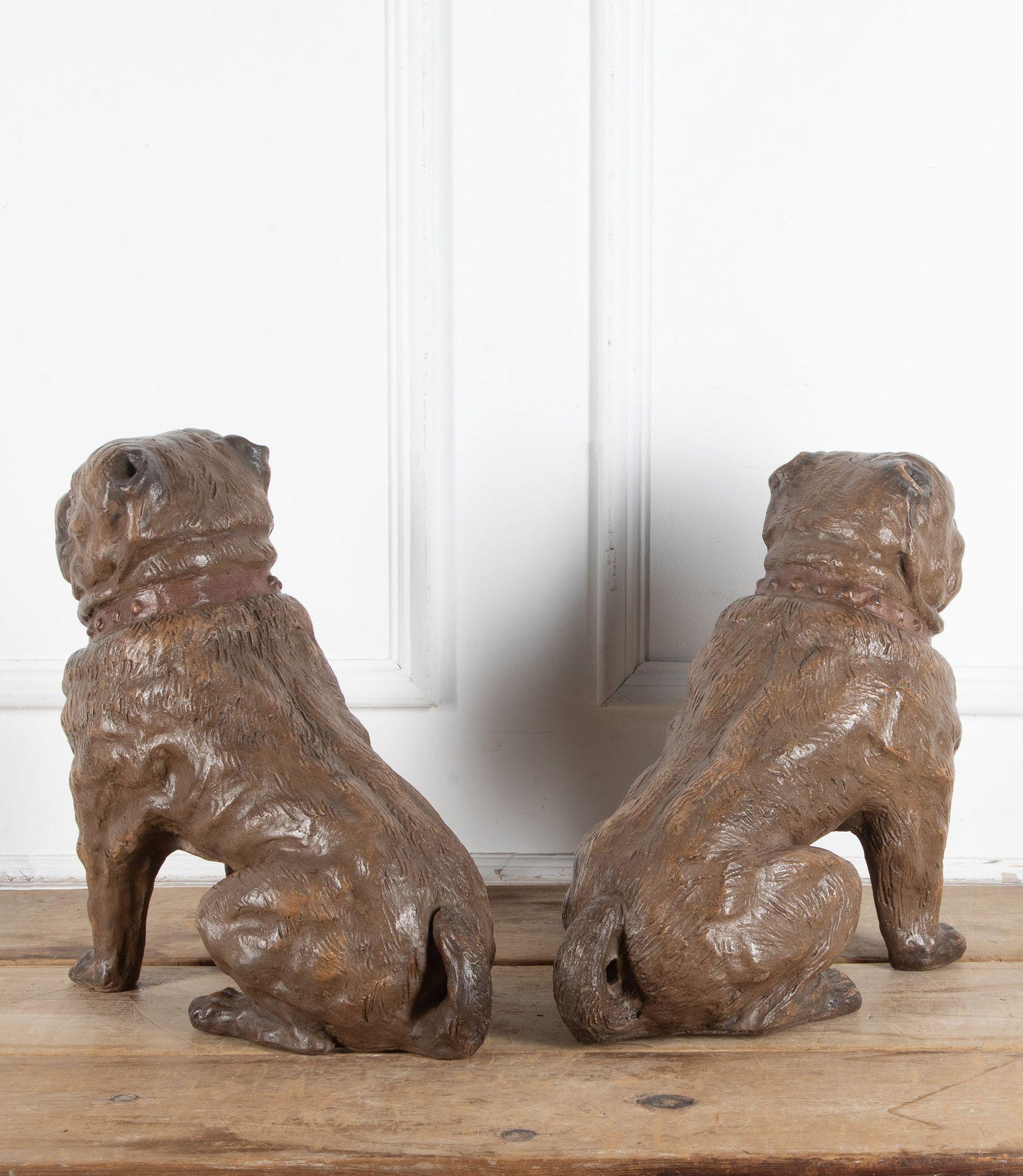 Victorian Pair of 20th Century French Seated Terracotta Mastiff Dogs For Sale