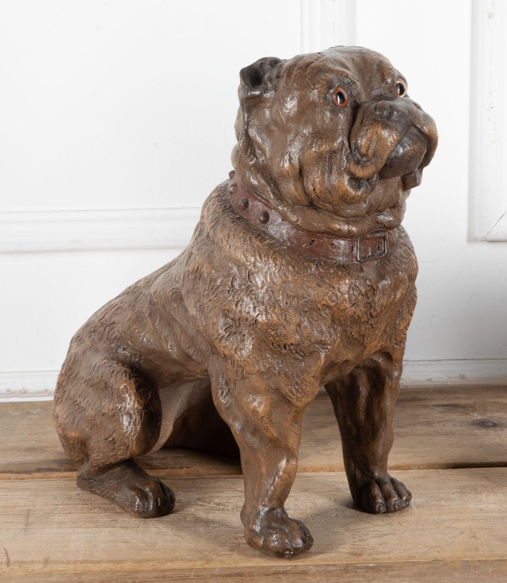 Pair of 20th Century French Seated Terracotta Mastiff Dogs In Good Condition For Sale In Gloucestershire, GB