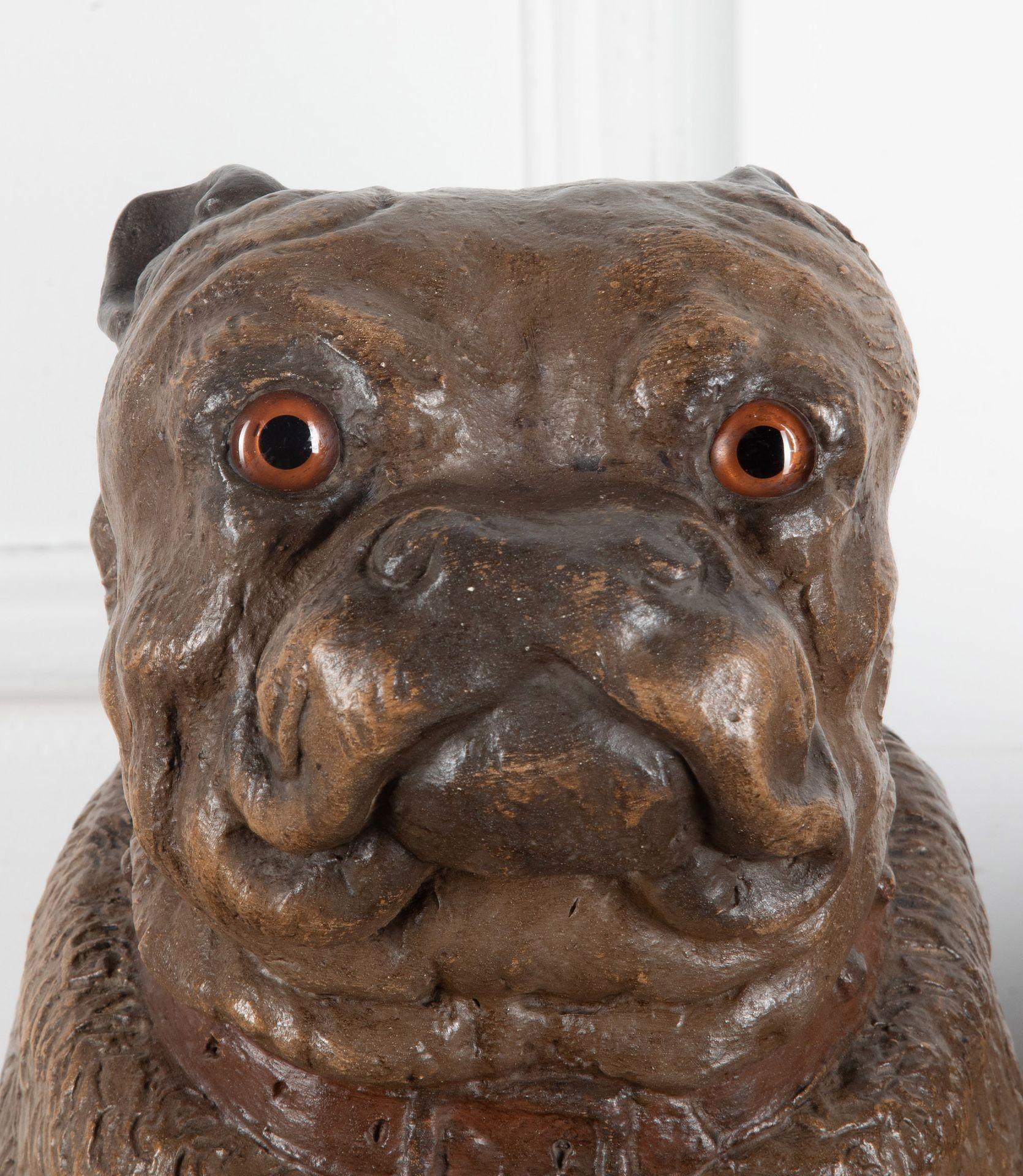 Pair of 20th Century French Seated Terracotta Mastiff Dogs For Sale 1
