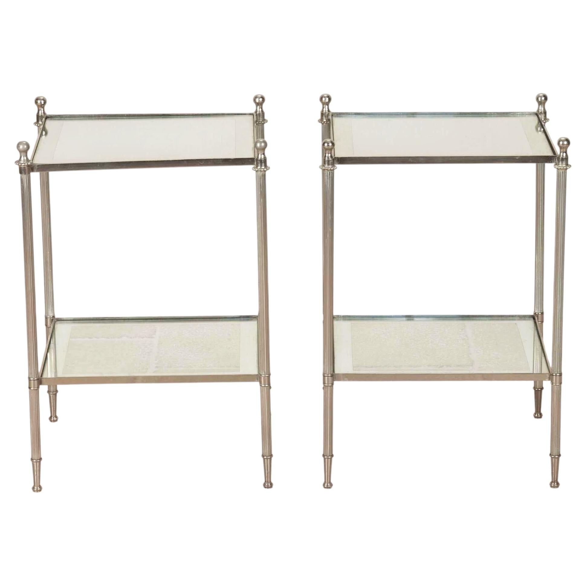 Pair of 20th Century French Silver Plated End Tables For Sale