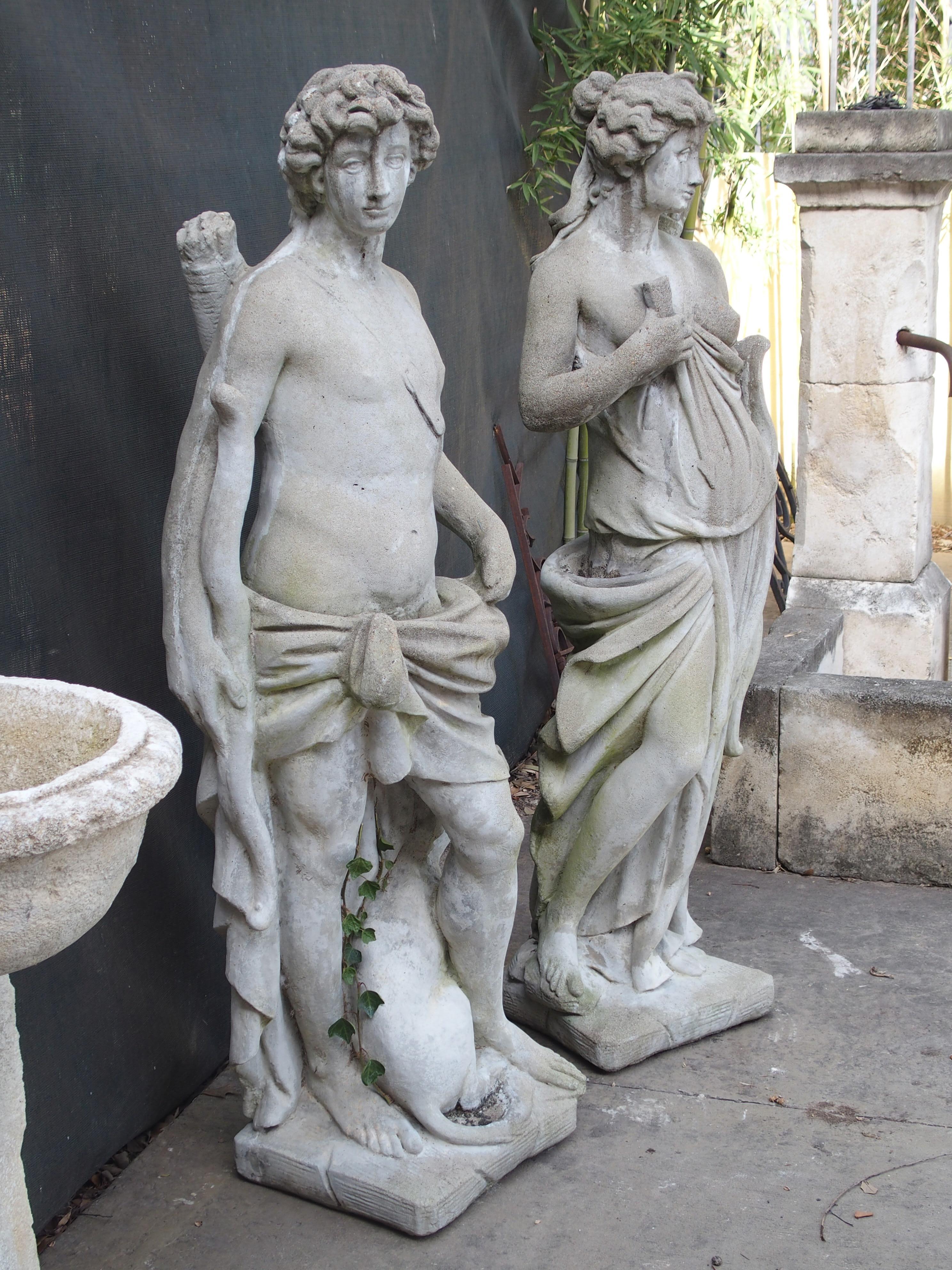 Pair of 20th Century French Statues Representing Apollo and Diana 8