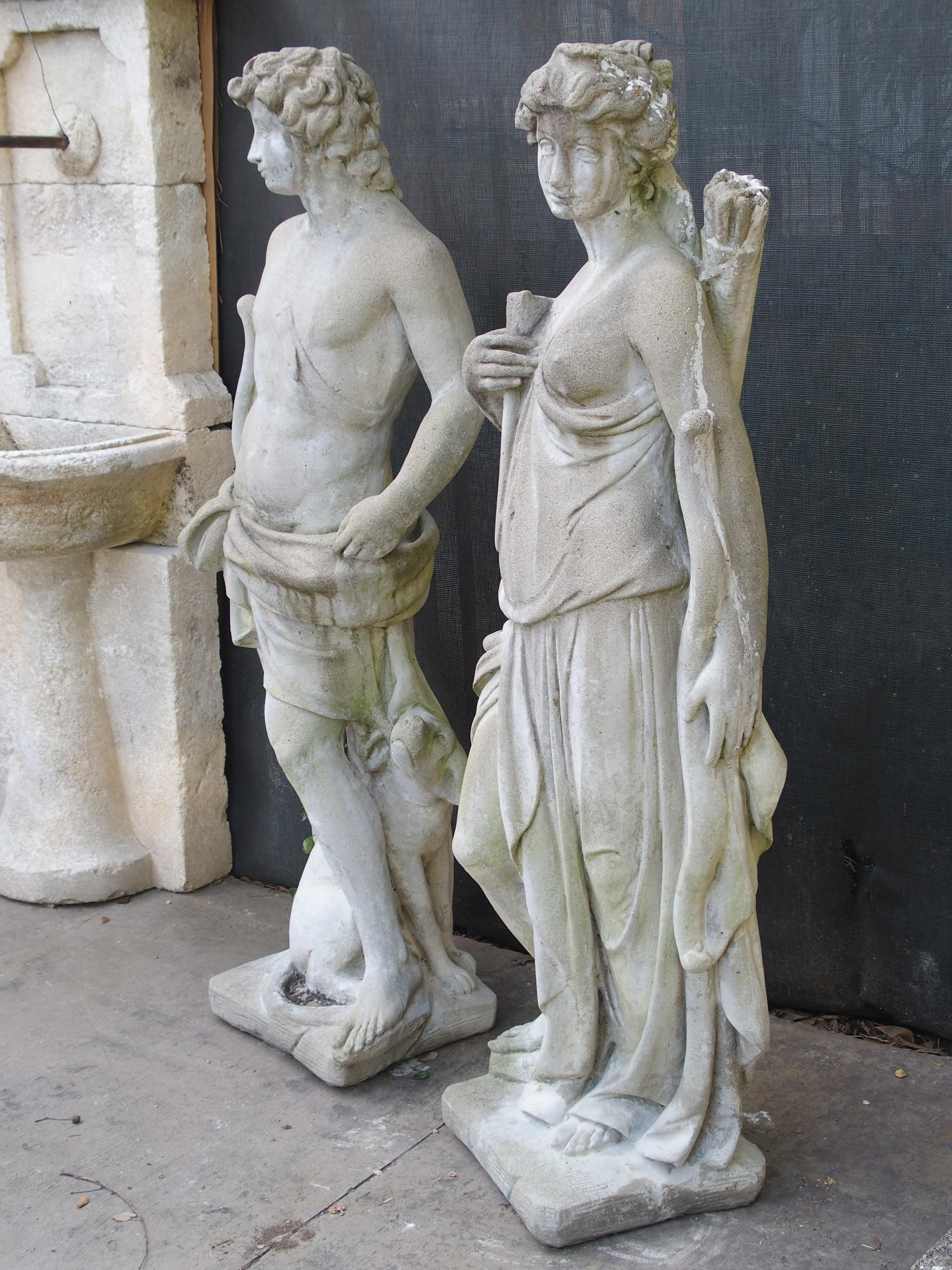 Pair of 20th Century French Statues Representing Apollo and Diana 9