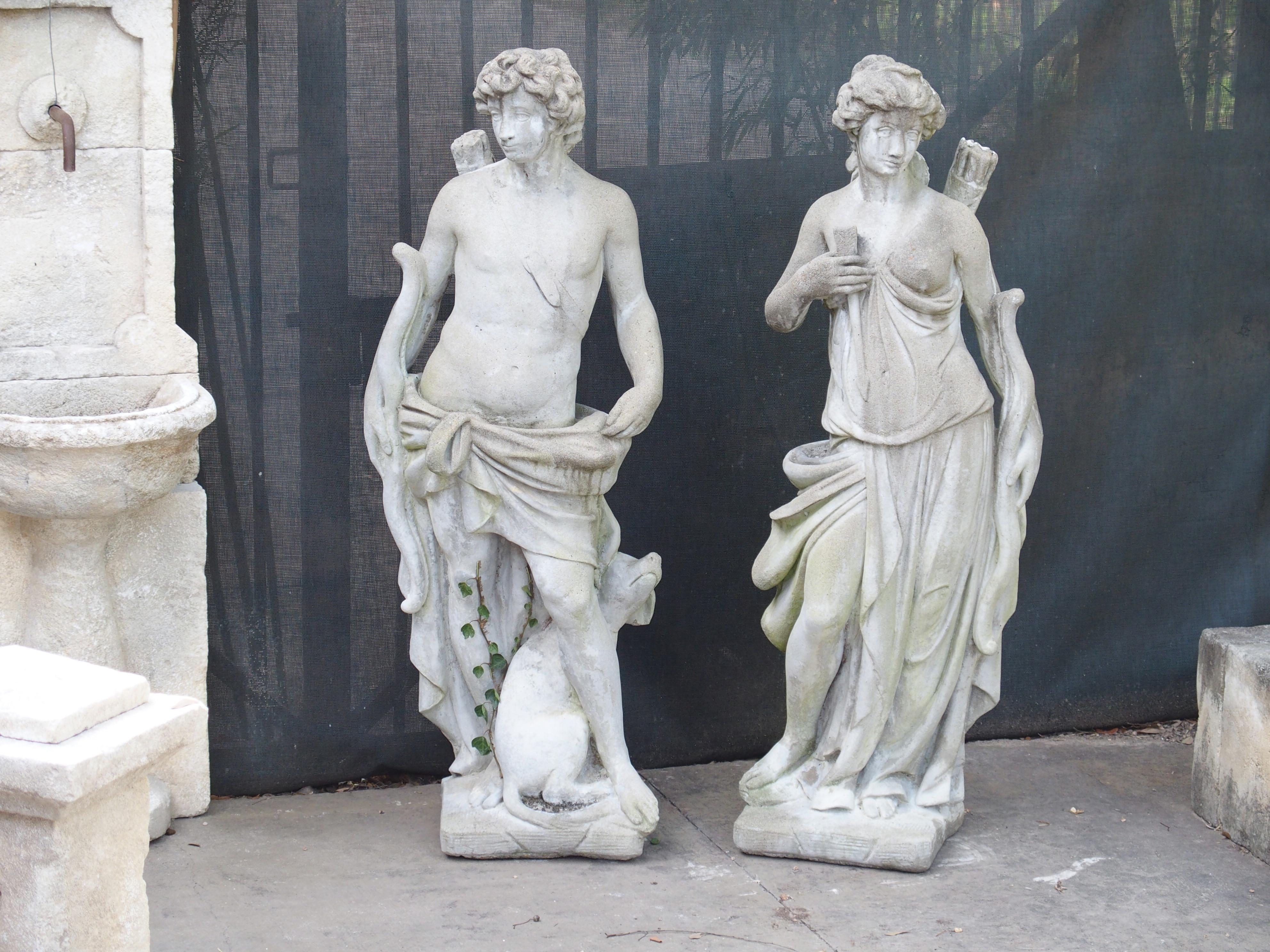 Pair of 20th Century French Statues Representing Apollo and Diana 10