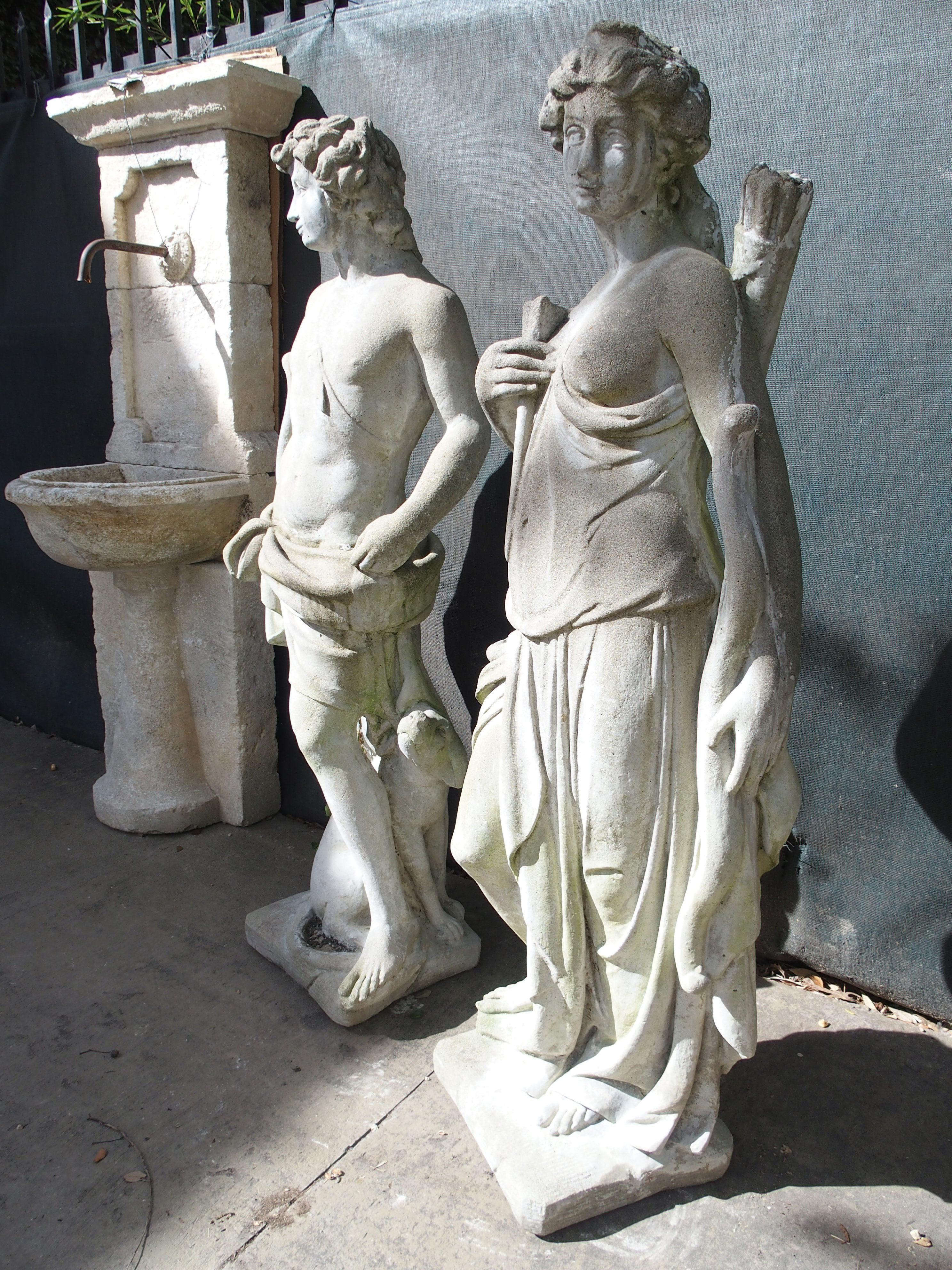 Pair of 20th Century French Statues Representing Apollo and Diana In Good Condition In Dallas, TX